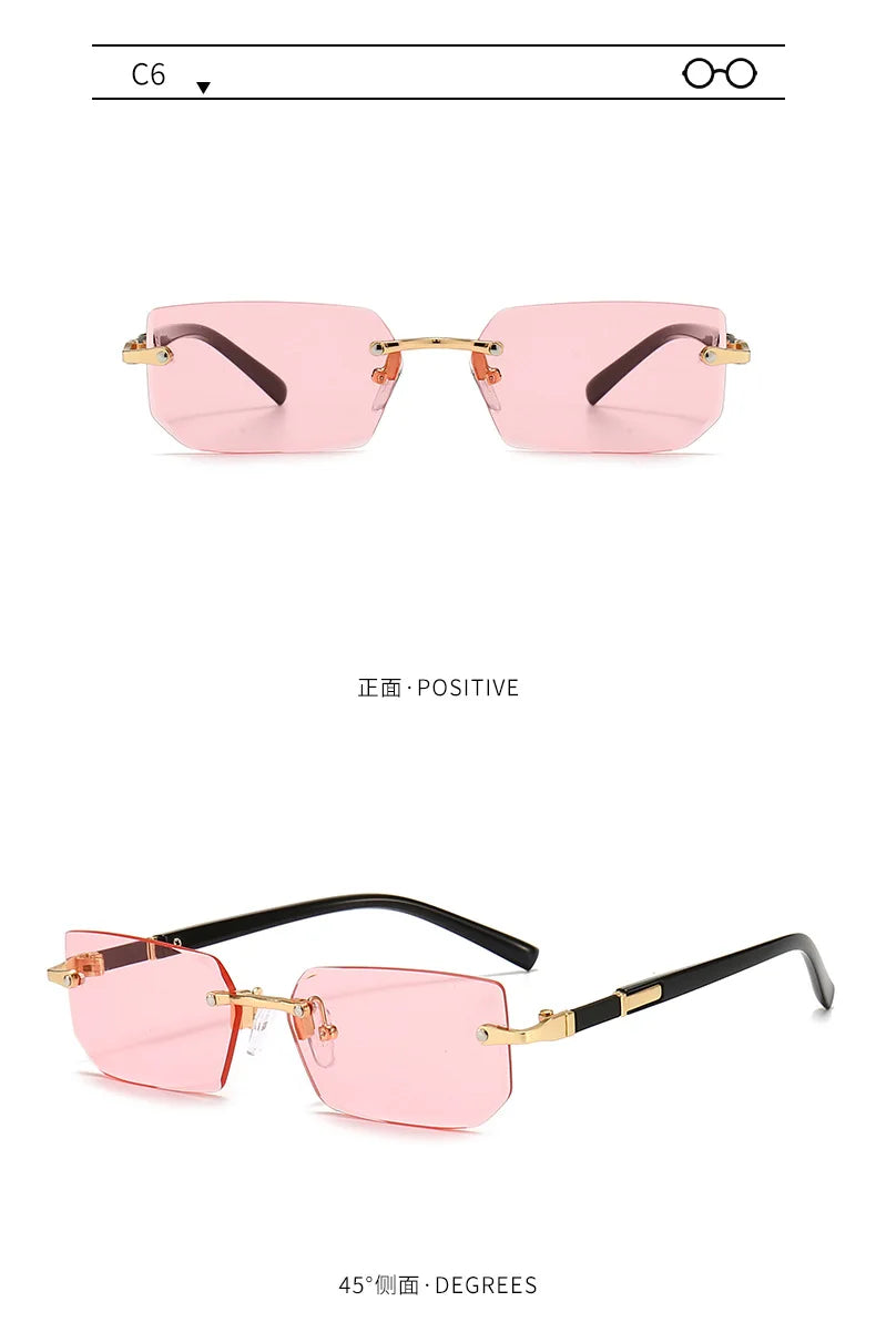 Sunglasses Rectangle Fashion Popular Women and Men Shades Small
