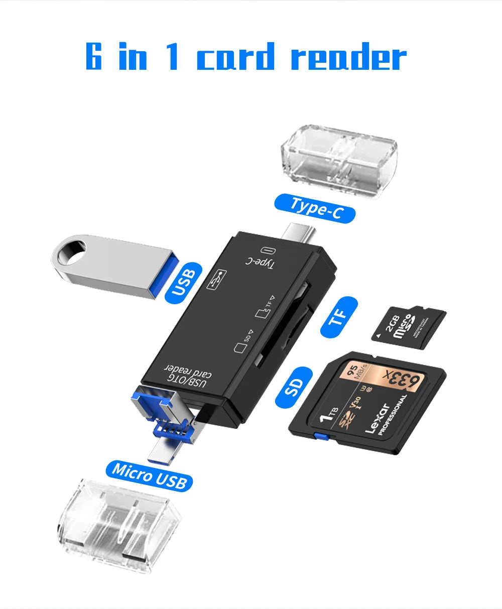 Micro USB Type C Adapter USB TF SD Card Reader USB-C Memory