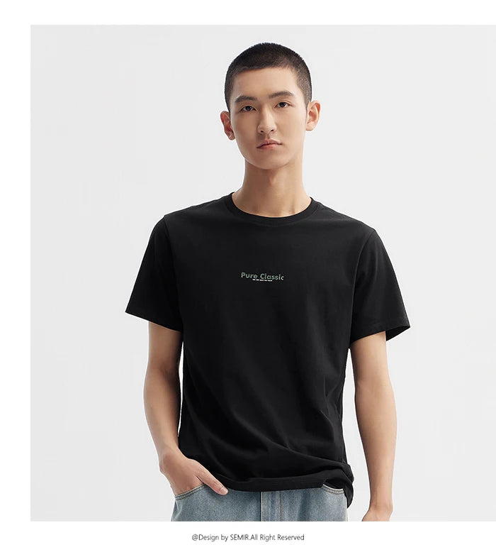 Semir Short Sleeve T-Shirt Men 2024 Summer New Trend Letters Printed Tops Versatile Casual T Shirt