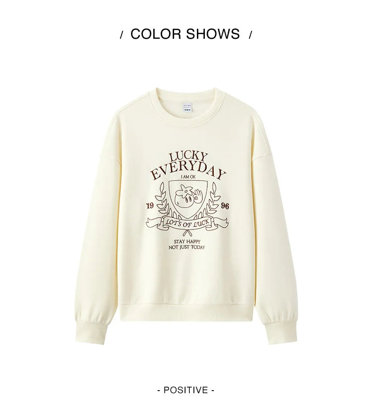 Semir Hoodie Women Design-featured Embroidered Loose and Lazy 2025 New Spring Round-neck Drop-shoulder Pullover Fashionable