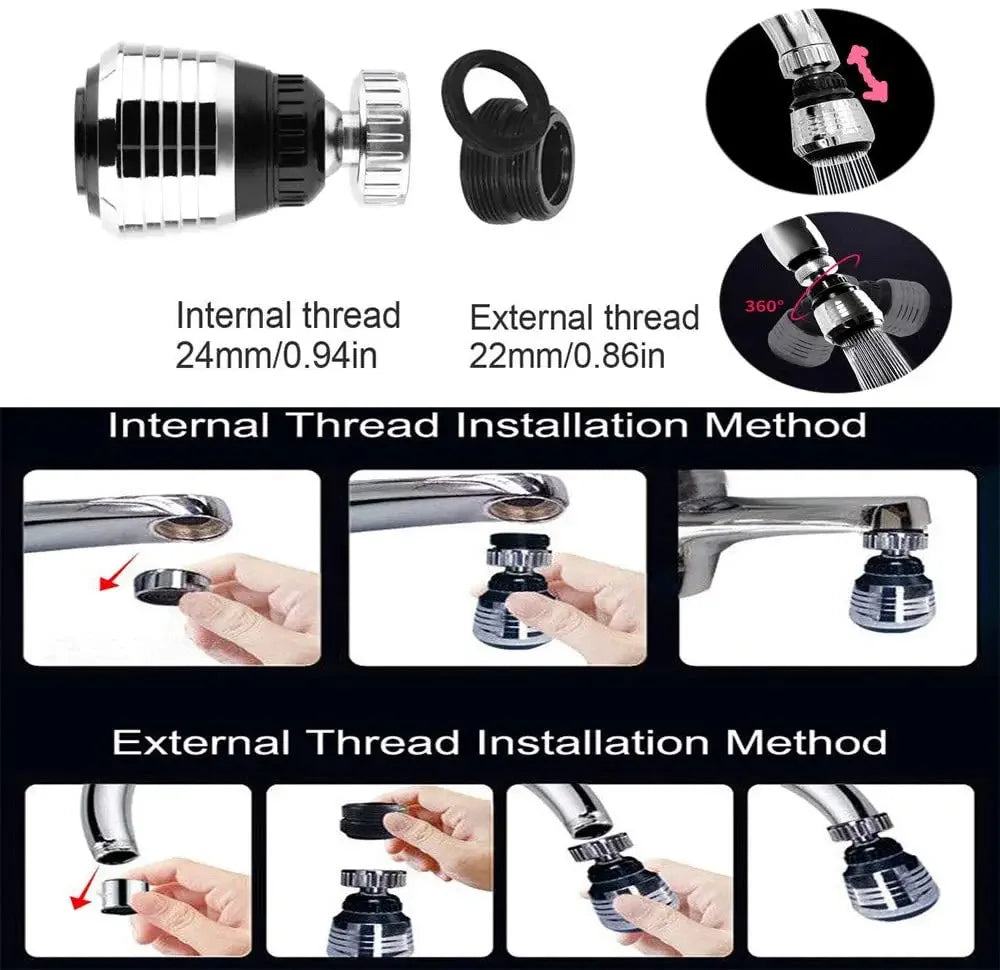 Kitchen Gadgets 2 Modes 360 Rotatable Bubbler High Pressure