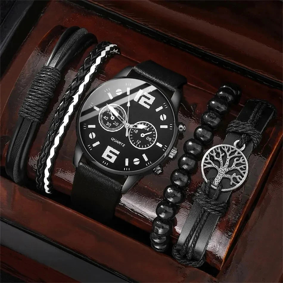 5PCS Set Fashion Men Sports Bracelet Watches For Men