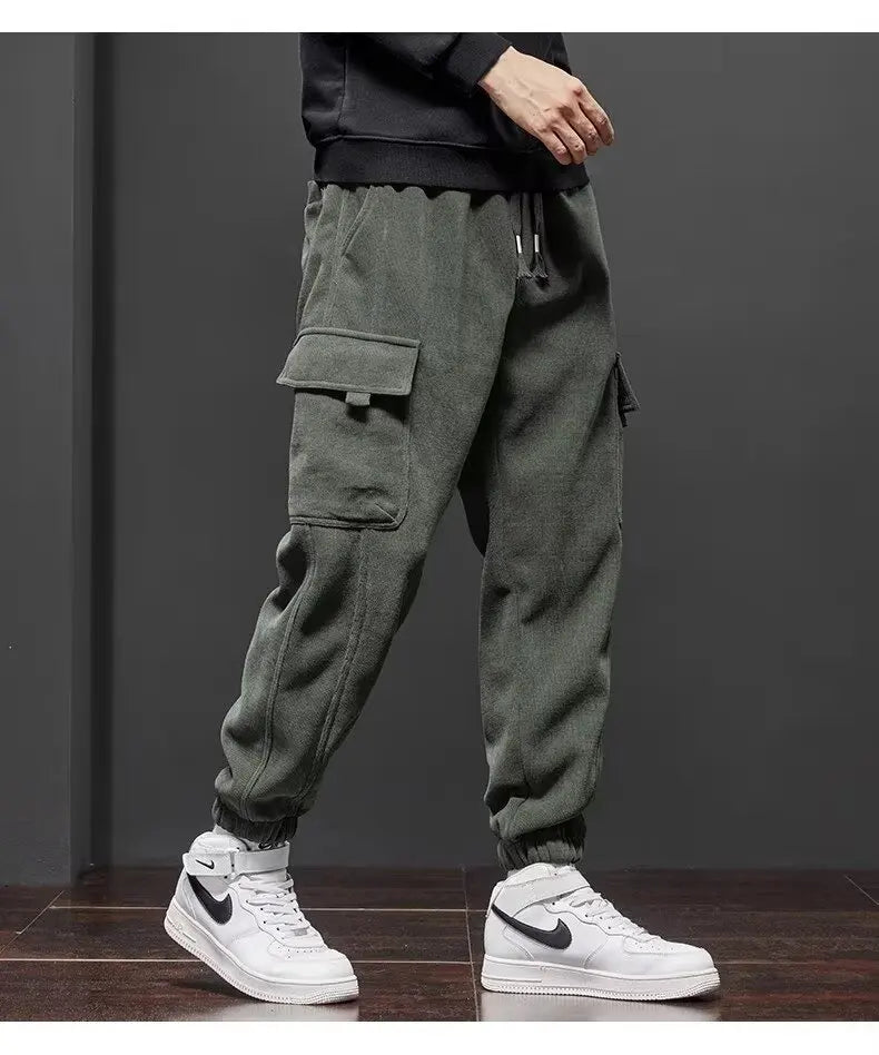 Spring Autumn New Style Elastic Waist Casual Pants for Men Stretch Straight Drawstring Harem Jogging Sports Long Pants Male