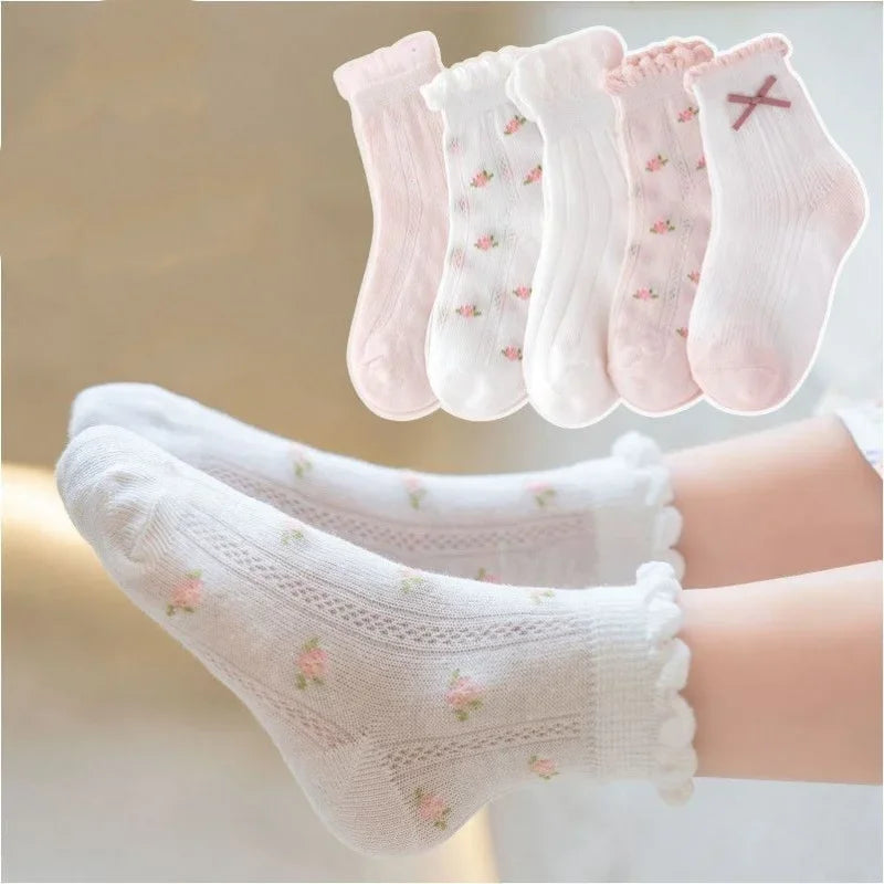 Kids Socks 5 Pairs/Lot Spring Summer Cotton Girls Socks