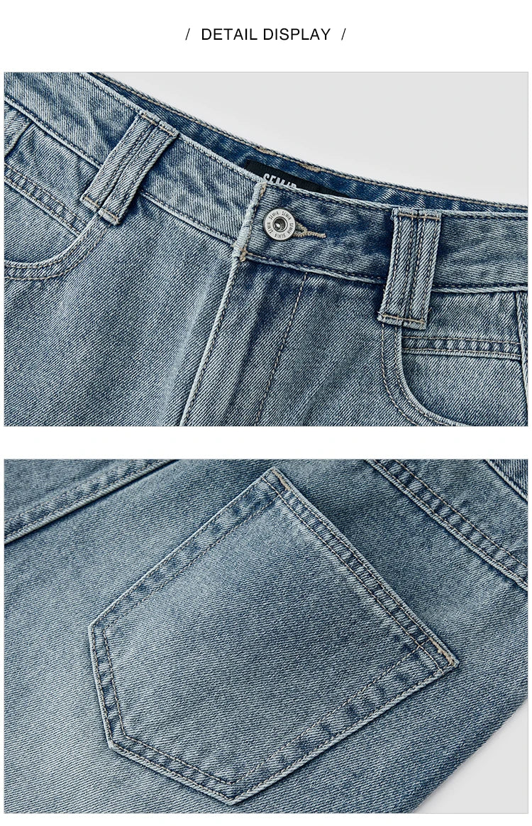 Semir Jeans Women 2024 New Winter Style with Fleece-Lined Floor-Length Trousers Hong Kong Style Wide-Leg Trousers
