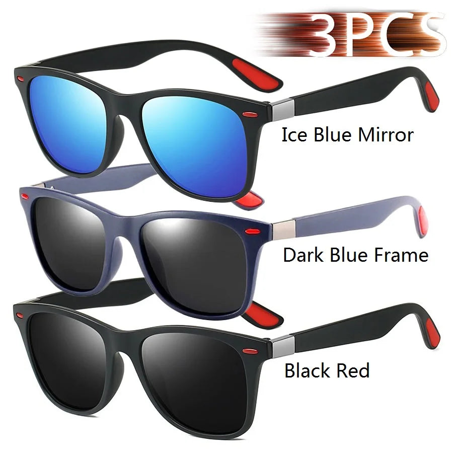 3 Pieces Fashion Unisex Vintage Square Sunglasses