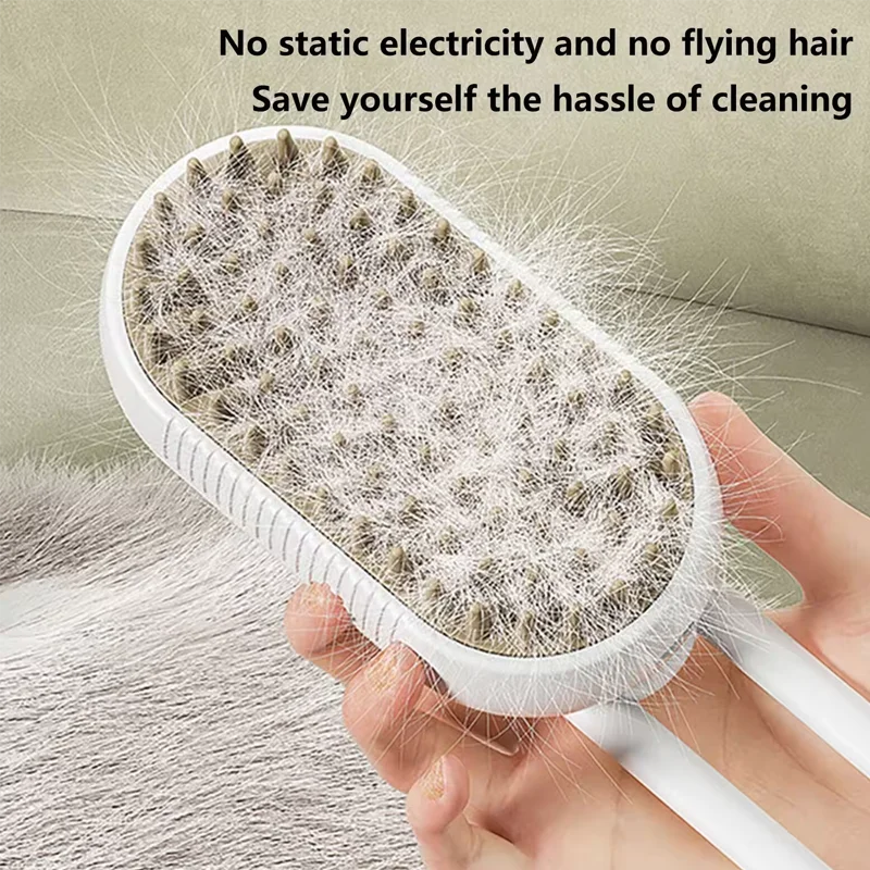 3合1 Dog Hair Brush Cat Hair Brush Electric Pet Cleaning Brush Steam Spray Brush Massage Hair Removal Comb Anti Flying Brush