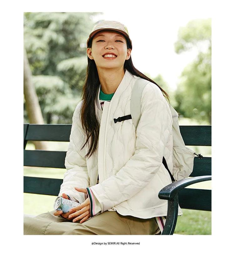 Semir Down Jacket Women Solid Color Three-Proof Loose Casual Style New Winter 2024 Lazy Baseball Collar Lightweight Coat