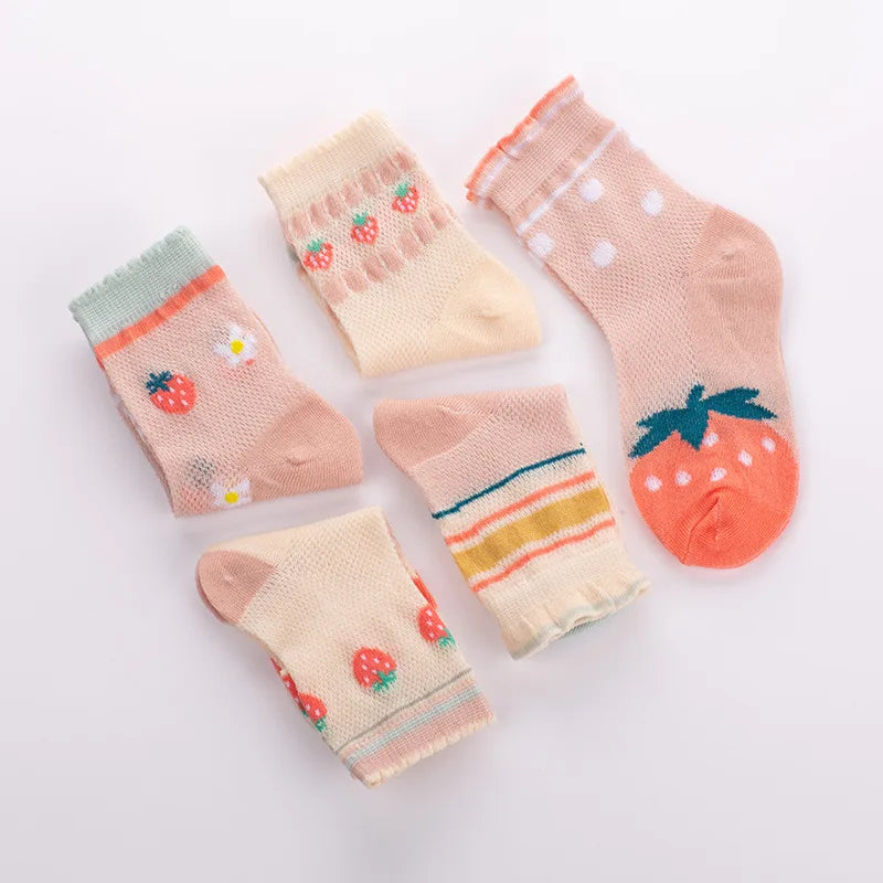 Kids Socks 5 Pairs/Lot Spring Summer Cotton Girls Socks