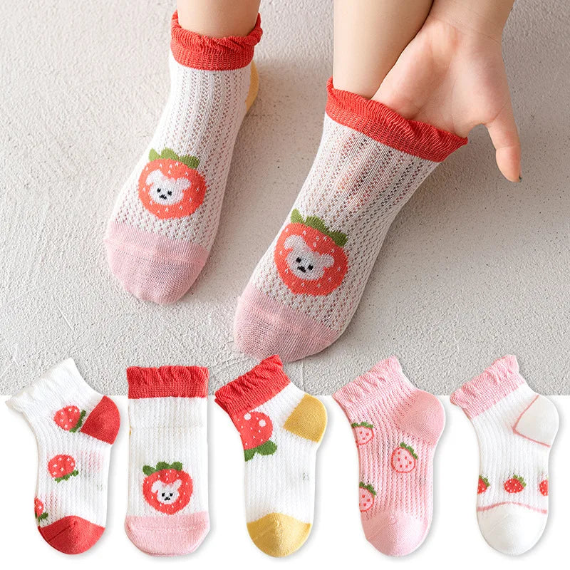 Kids Socks 5 Pairs/Lot Spring Summer Cotton Girls Socks