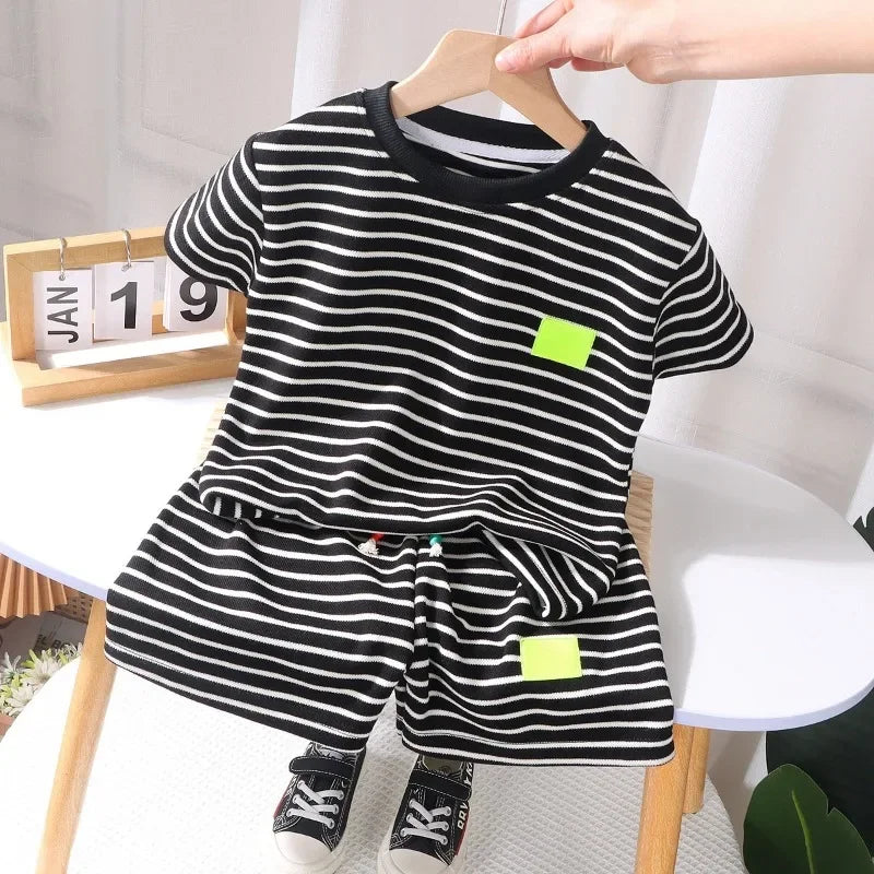 2Pcs Fashion Children Short Sleeve Shorts Sets Summer