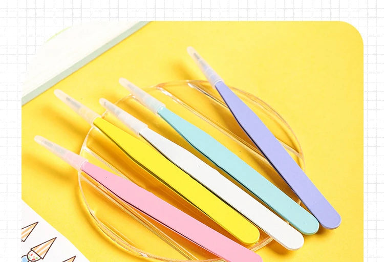 Stainless Steel Straight Curved Tweezers Colorful