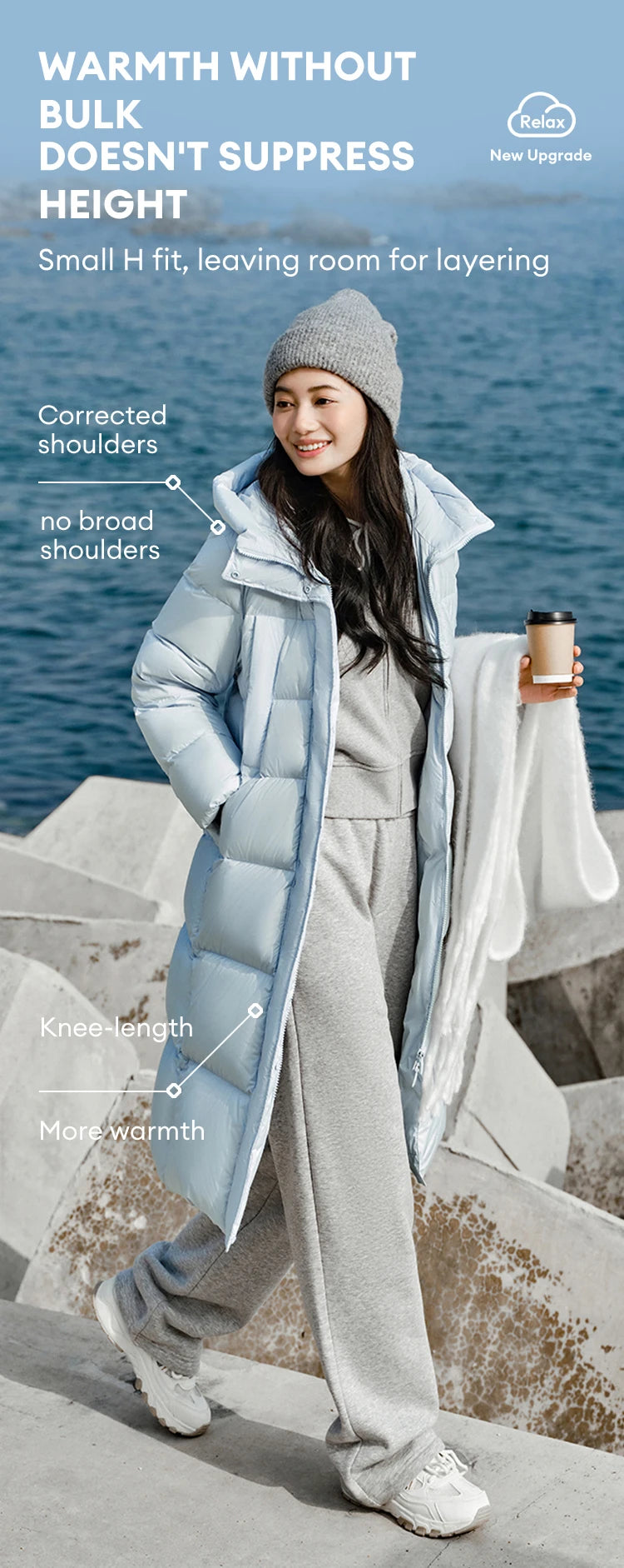 Semir Down Jacket Women Long Length Three-Proof Versatile 2024 Updated Winter New Loose Hooded Coat Simple Down Jacket
