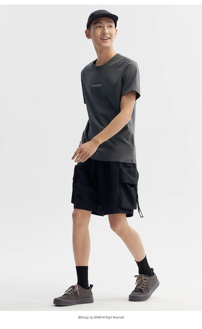 Semir Short Sleeve T-Shirt Men 2024 Summer New Trend Letters Printed Tops Versatile Casual T Shirt