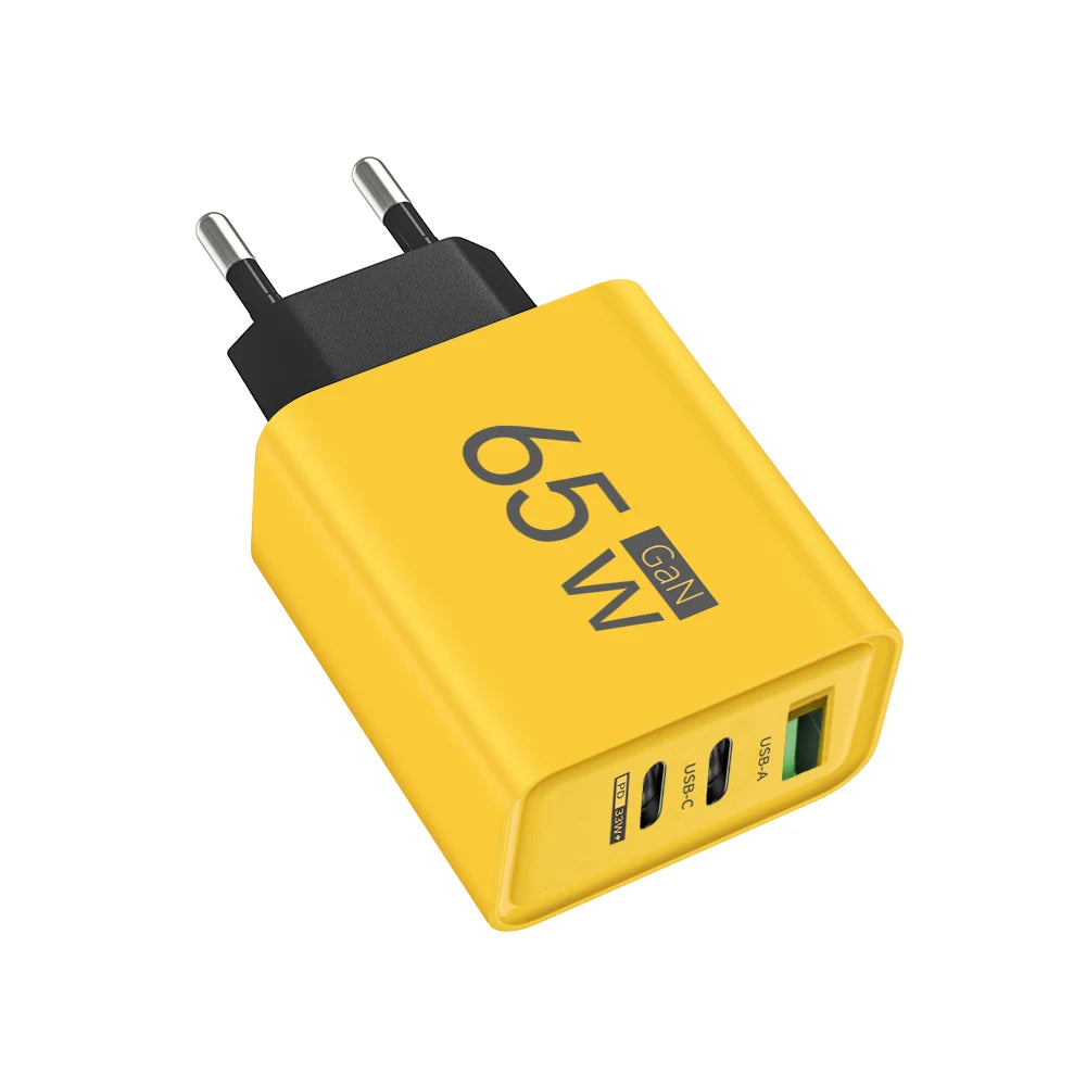 65W GaN Fast Charger USB Type C PD QC3.0 Quick Charging Charger Mobile Phone Adapter for iPhone 14 15 Pro Xiaomi Samsung Huawei
