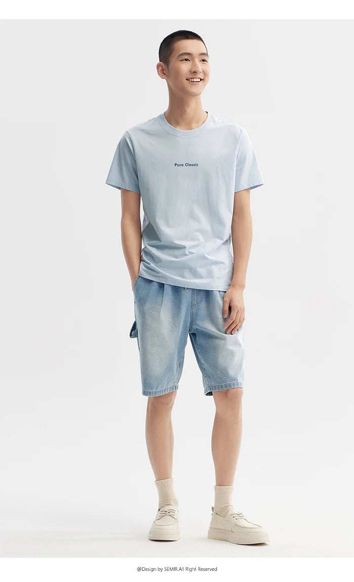Semir Short Sleeve T-Shirt Men 2024 Summer New Trend Letters Printed Tops Versatile Casual T Shirt