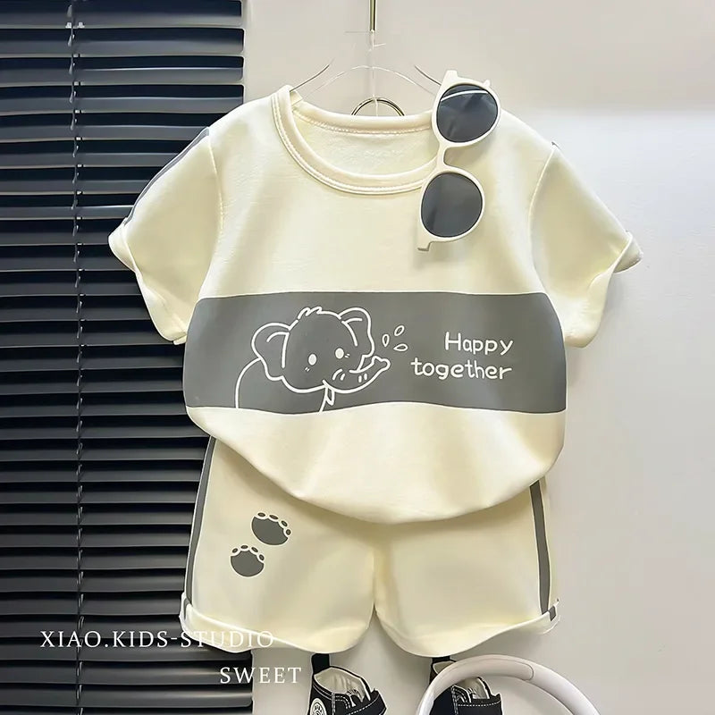 Kids Short Sleeve Suit Striped Girls & Boys