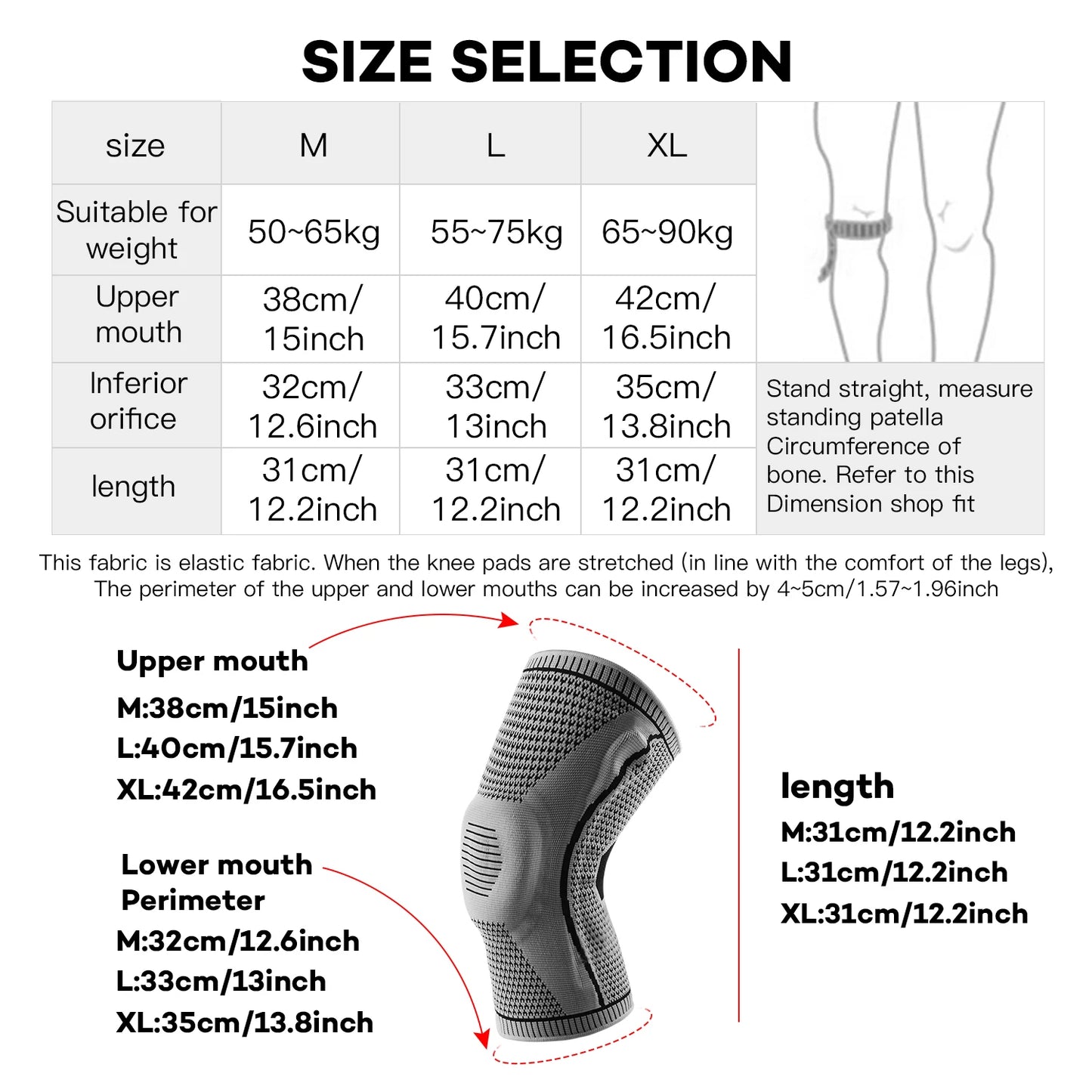1/2 PC Knee Pads Strap Patella Medial Support