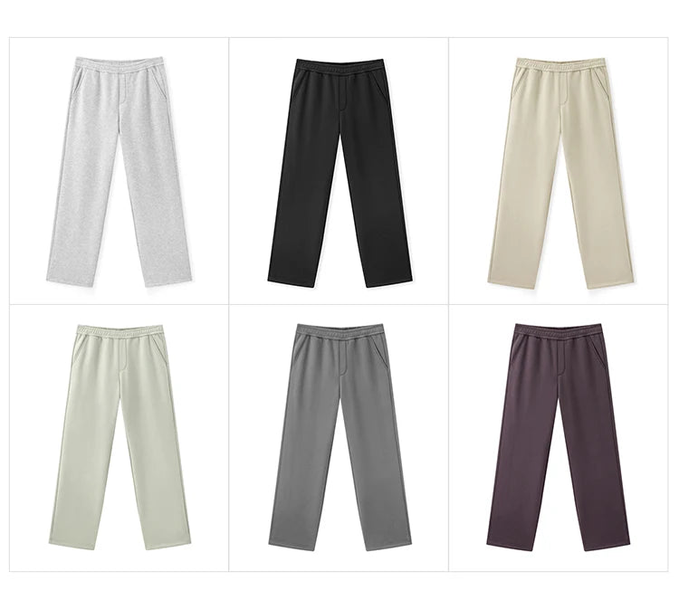 Semir Pants Men Fleece Lined 2024 Winter New Thermal Bacteriostatic Solid Color Loose Elastic Waist Straight Leg Pants
