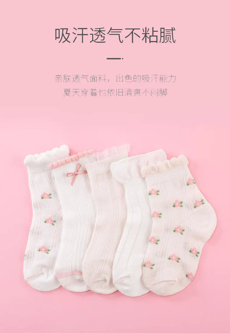 Kids Socks 5 Pairs/Lot Spring Summer Cotton Girls Socks