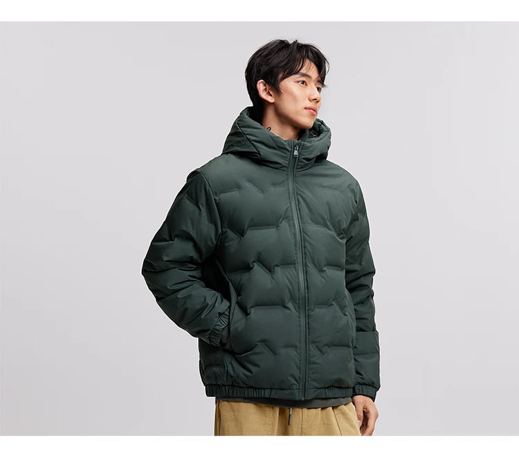 Semir Down Jacket Men 2024 New Waterproof Hooded Outerwear Winter Clothing Solid Color Versatile Direct-Injection Down Thickened