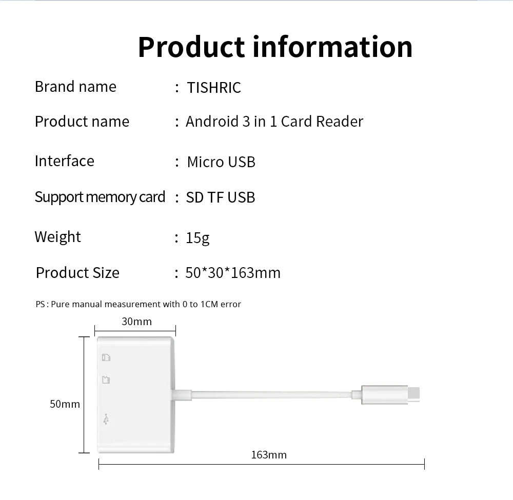 Micro USB Type C Adapter USB TF SD Card Reader USB-C Memory