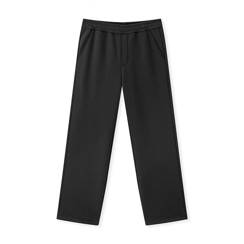 Semir Pants Men Fleece Lined 2024 Winter New Thermal Bacteriostatic Solid Color Loose Elastic Waist Straight Leg Pants