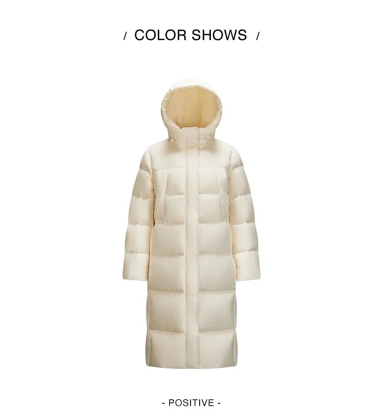 Semir Down Jacket Women Long Length Three-Proof Versatile 2024 Updated Winter New Loose Hooded Coat Simple Down Jacket