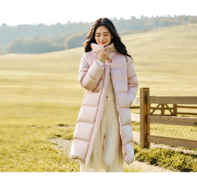 Semir Down Jacket Women Long Length Three-Proof Versatile 2024 Updated Winter New Loose Hooded Coat Simple Down Jacket