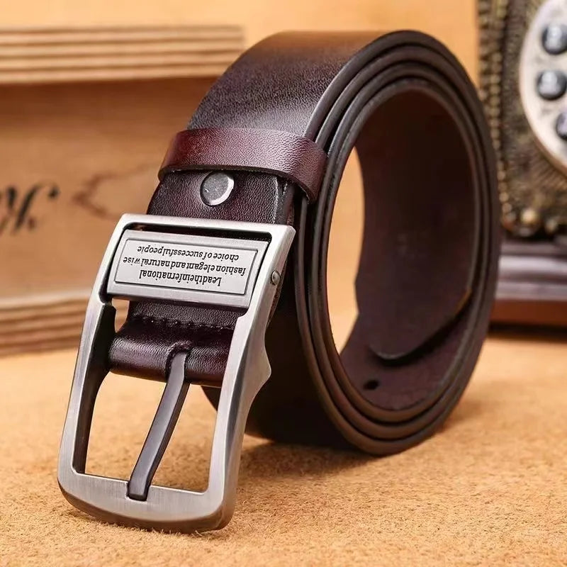 Leather Men's Belt Fashion Metal Alloy