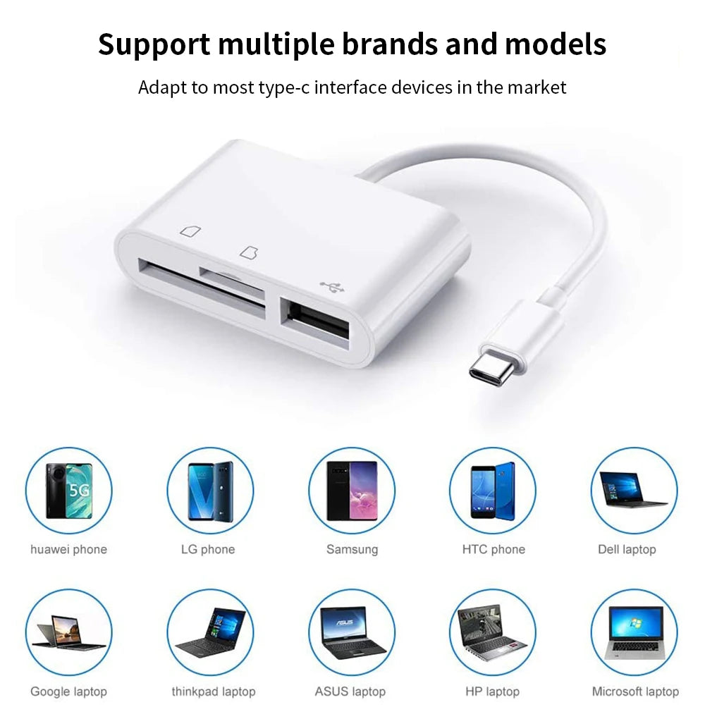 Micro USB Type C Adapter USB TF SD Card Reader USB-C Memory