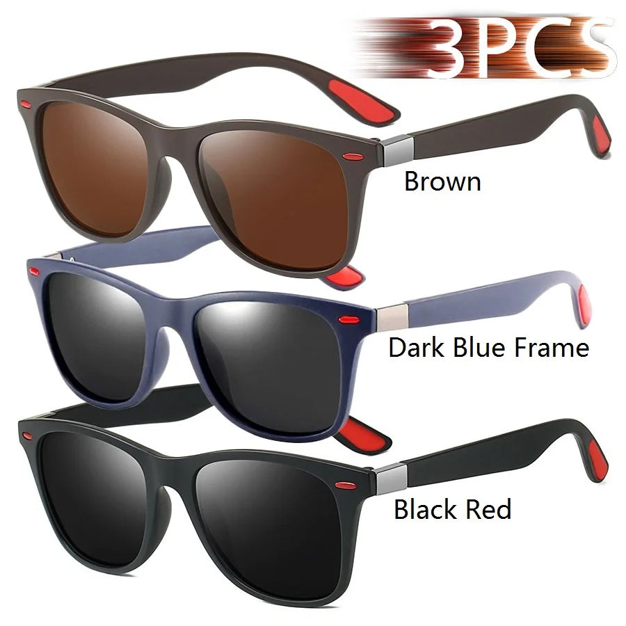 3 Pieces Fashion Unisex Vintage Square Sunglasses