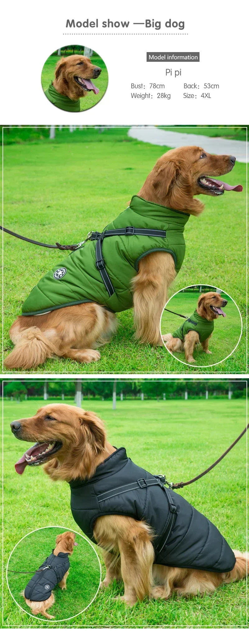 Pet Dog Jacket With Harness Winter Warm Dog Clothes For Labrador Waterproof Small Dog Coat Chihuahua French Bulldog Outfits