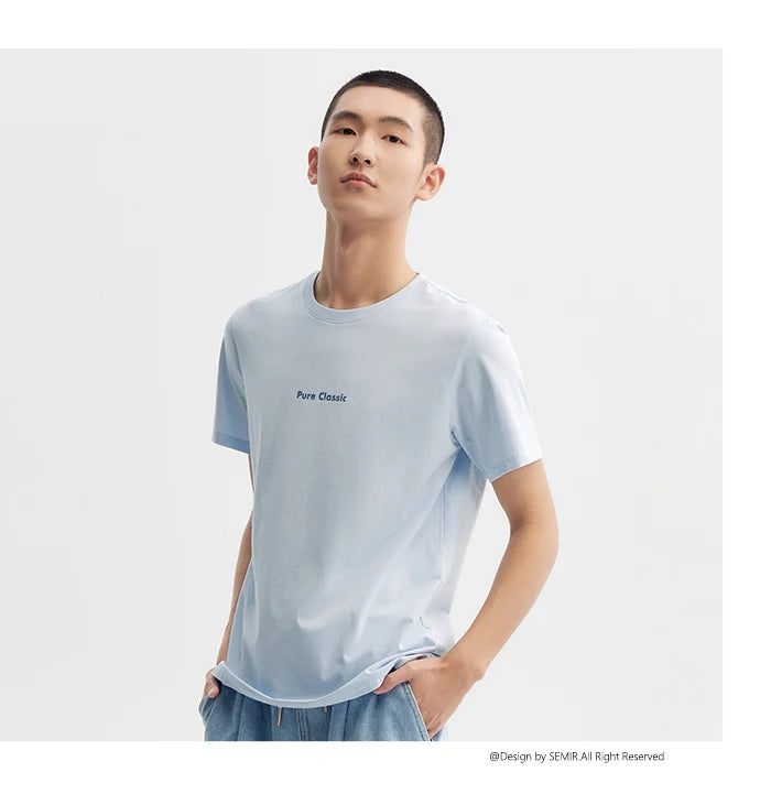 Semir Short Sleeve T-Shirt Men 2024 Summer New Trend Letters Printed Tops Versatile Casual T Shirt
