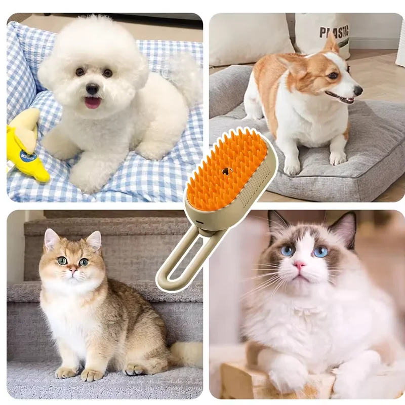 3合1 Dog Hair Brush Cat Hair Brush Electric Pet Cleaning Brush Steam Spray Brush Massage Hair Removal Comb Anti Flying Brush
