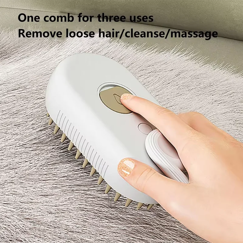 3合1 Dog Hair Brush Cat Hair Brush Electric Pet Cleaning Brush Steam Spray Brush Massage Hair Removal Comb Anti Flying Brush