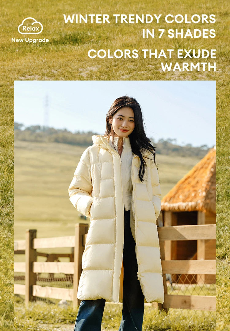 Semir Down Jacket Women Long Length Three-Proof Versatile 2024 Updated Winter New Loose Hooded Coat Simple Down Jacket
