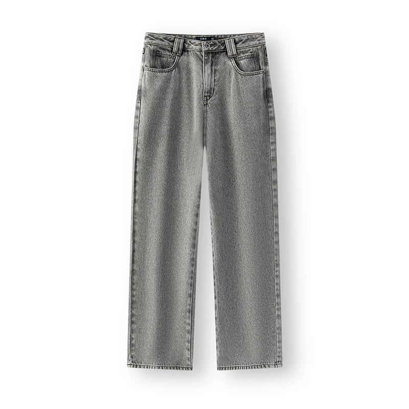 Semir Jeans Women 2024 New Winter Style with Fleece-Lined Floor-Length Trousers Hong Kong Style Wide-Leg Trousers