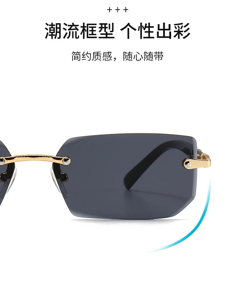 Sunglasses Rectangle Fashion Popular Women and Men Shades Small