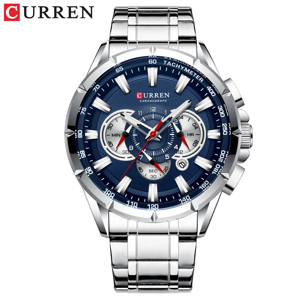 Casual Sport Chronograph Men's Watches Stainless Steel