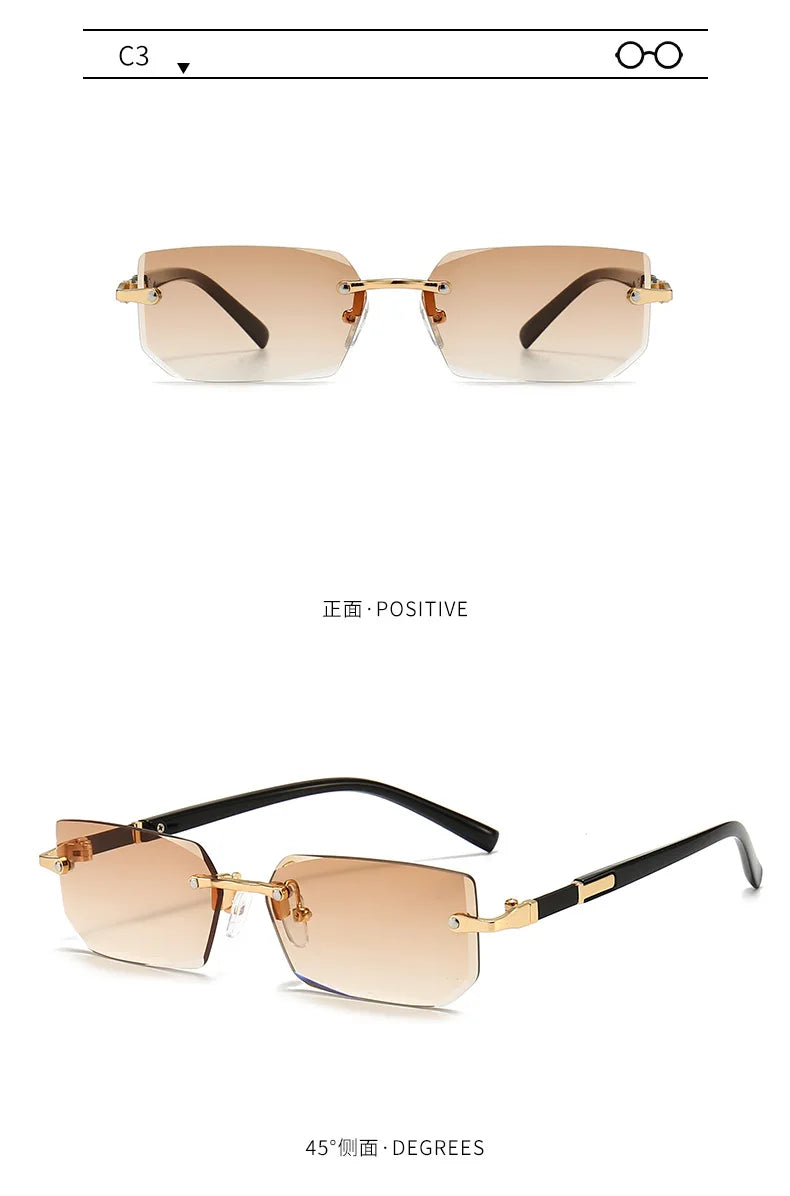 Sunglasses Rectangle Fashion Popular Women and Men Shades Small