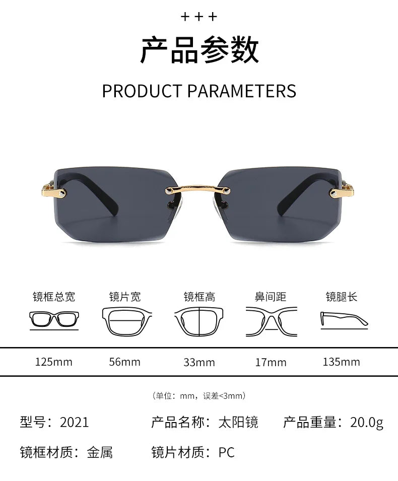 Sunglasses Rectangle Fashion Popular Women and Men Shades Small