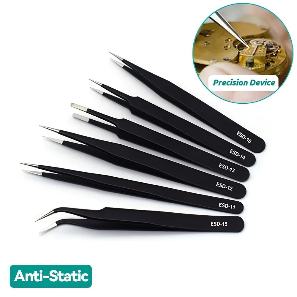 Precision ESD anti-static tweezers set -6-pc