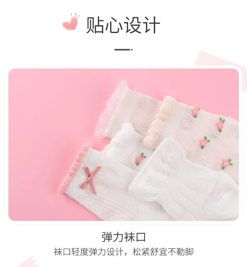 Kids Socks 5 Pairs/Lot Spring Summer Cotton Girls Socks