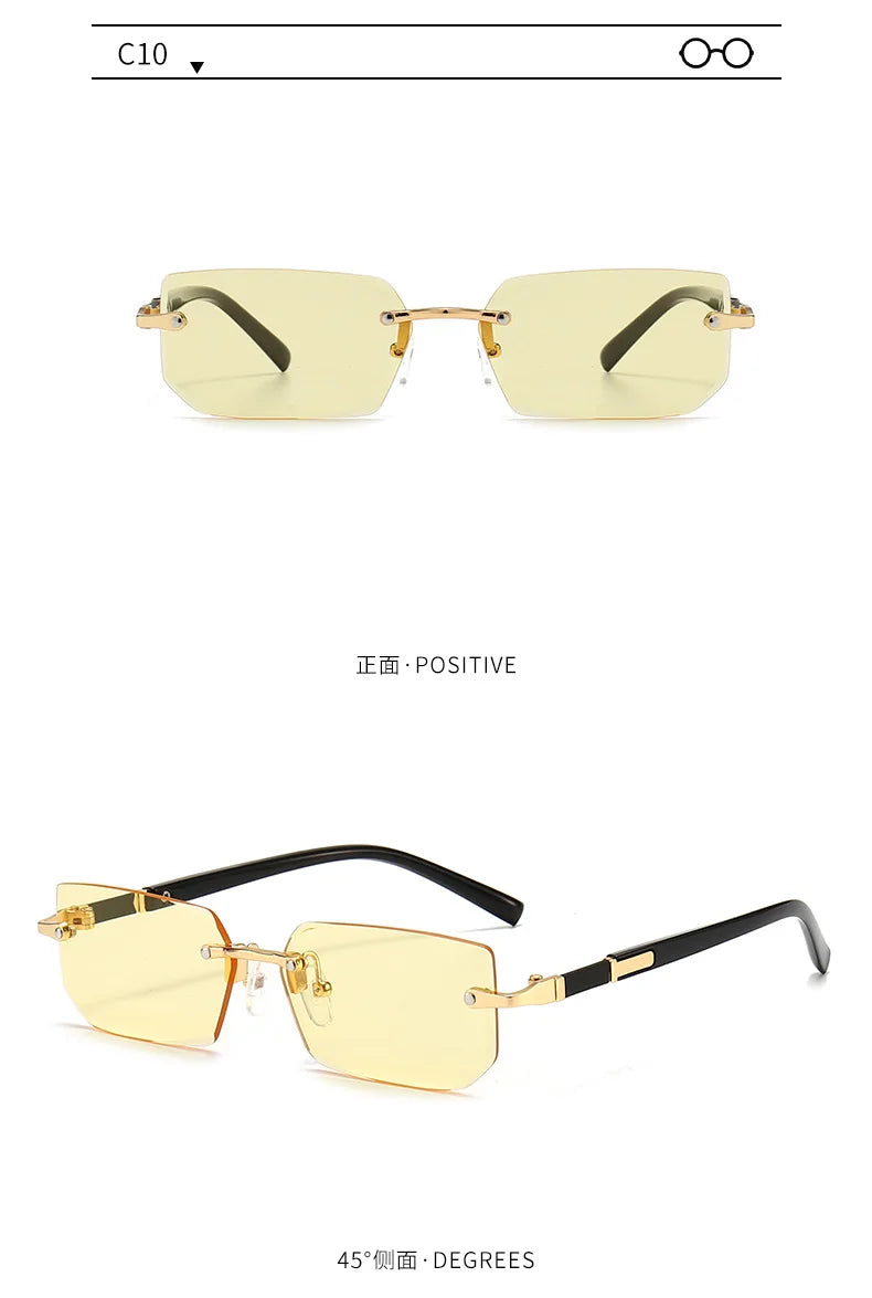 Sunglasses Rectangle Fashion Popular Women and Men Shades Small