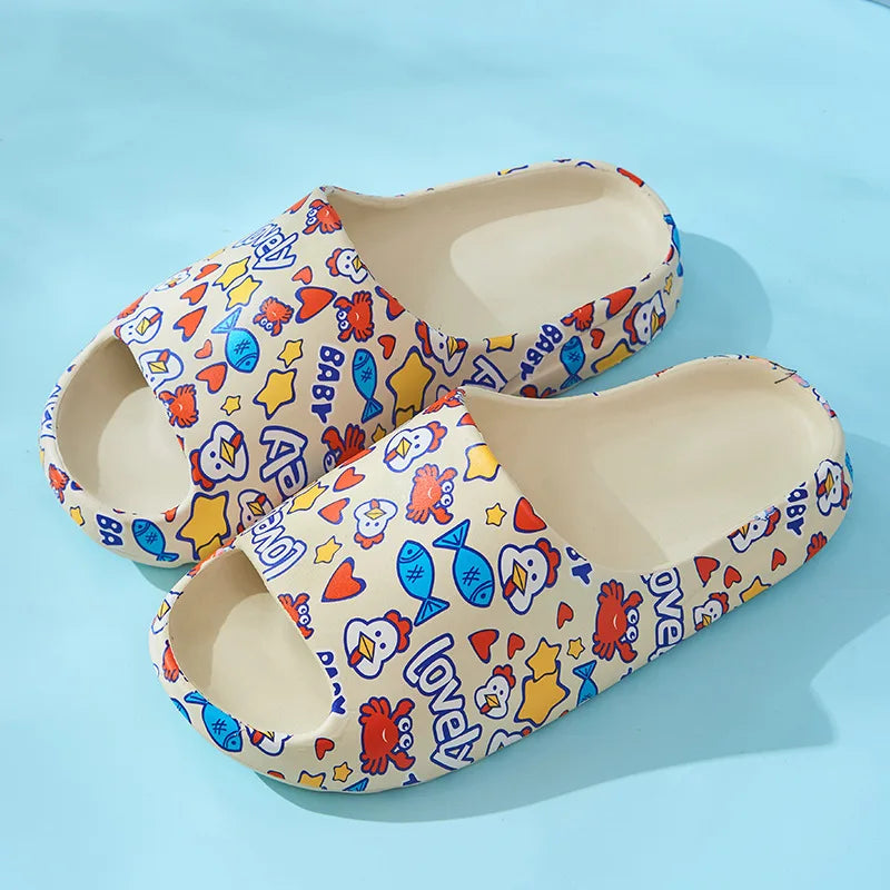 Designer Slides Summer House Thick Printed Graffiti Men Slippers Women Flip Flops Unisex Platform Shoes 2023 New Outdoor Sandals