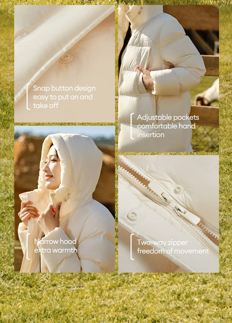 Semir Down Jacket Women Long Length Three-Proof Versatile 2024 Updated Winter New Loose Hooded Coat Simple Down Jacket