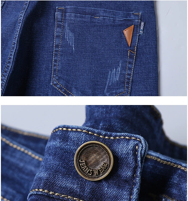 2024 New Business Men's Jeans Casual Straight Stretch Fashion Classic Blue Black Work Denim Trousers Male Brand Clothing