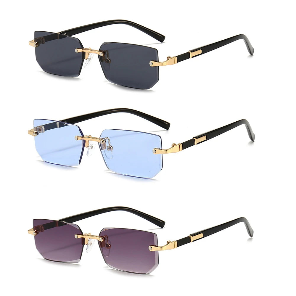 Sunglasses Rectangle Fashion Popular Women and Men Shades Small