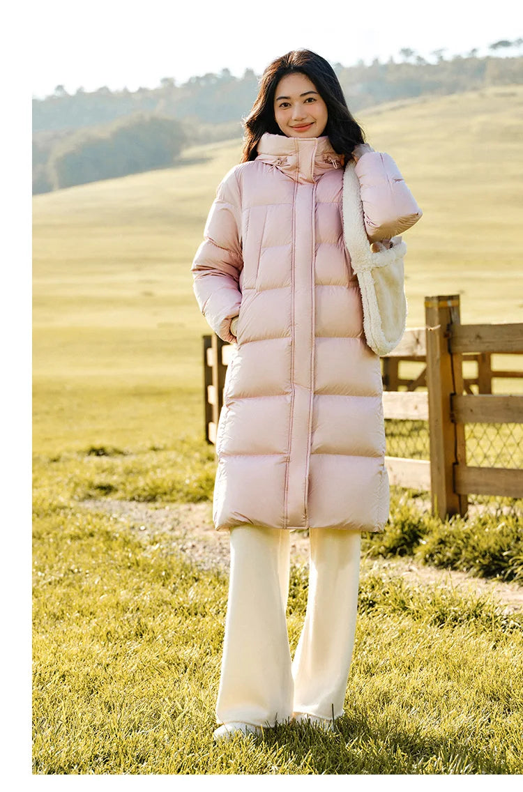 Semir Down Jacket Women Long Length Three-Proof Versatile 2024 Updated Winter New Loose Hooded Coat Simple Down Jacket